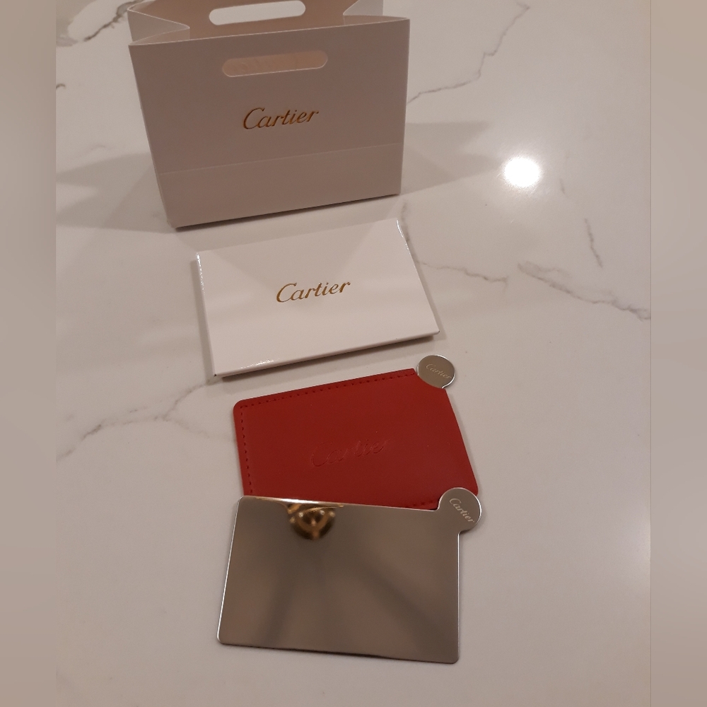 Cartier Red and Silver Card Holder Set - Picture 2 of 4
